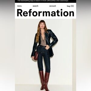 Reformation Cynthia High Rise Straight Cropped Jeans Blue - Size 28